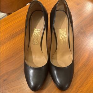 Salvatore Ferragamo Black Leather Heels